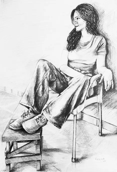 Bayan Figür Karakalem Çalışma