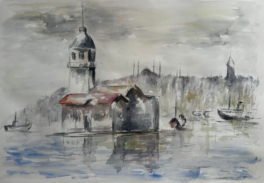 Sulu boya Istanbul Çalışma