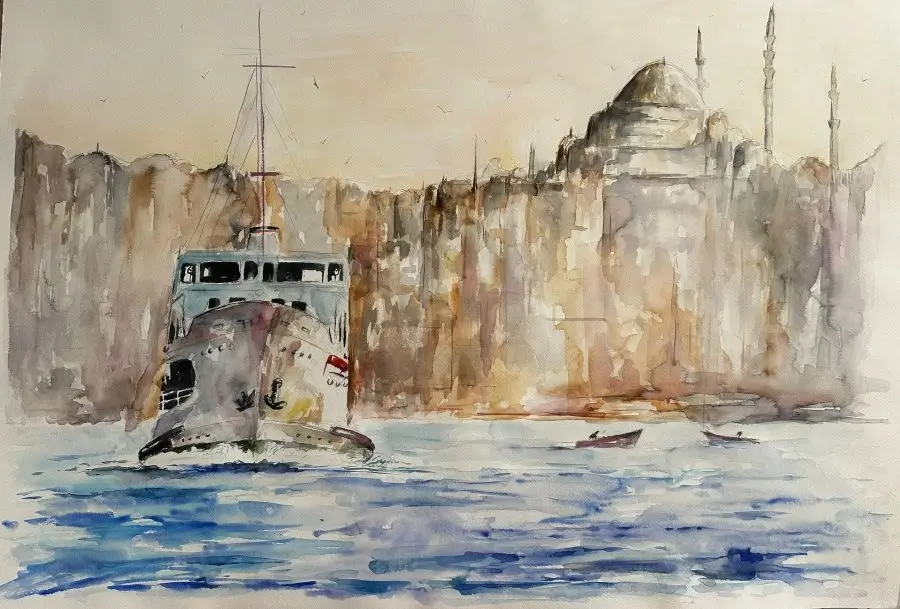 Sulu boya çalışmaları